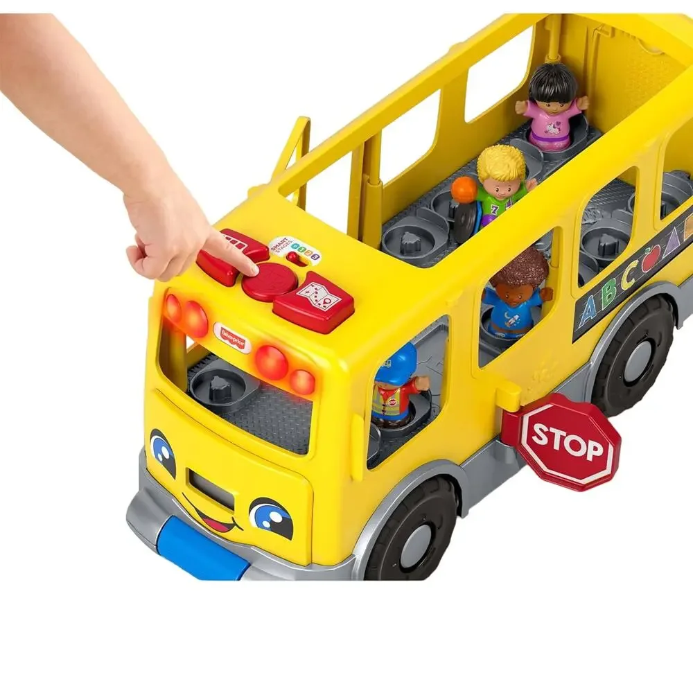 Fisher-Price Little People Big Yellow Bus,musical push-pull toy &Smart Stages